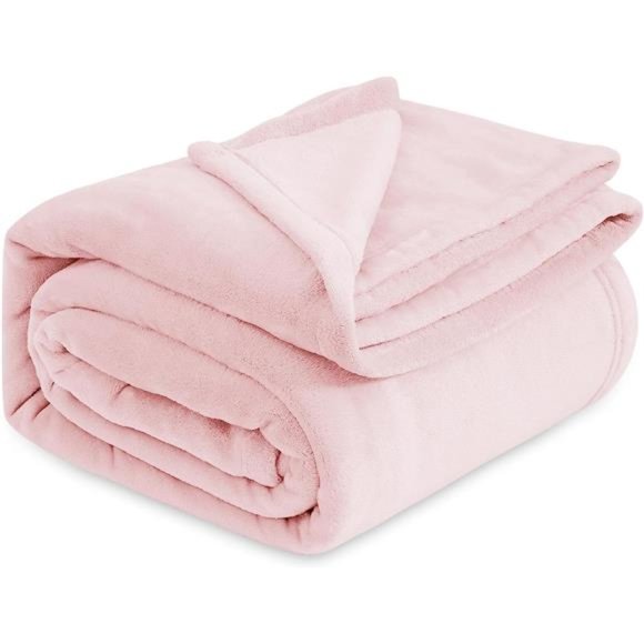 Fleece Blanket Throw Pink - 300GSM Blankets for Couch, Sofa,Bed,Soft Lightweight - Picture 1 of 6